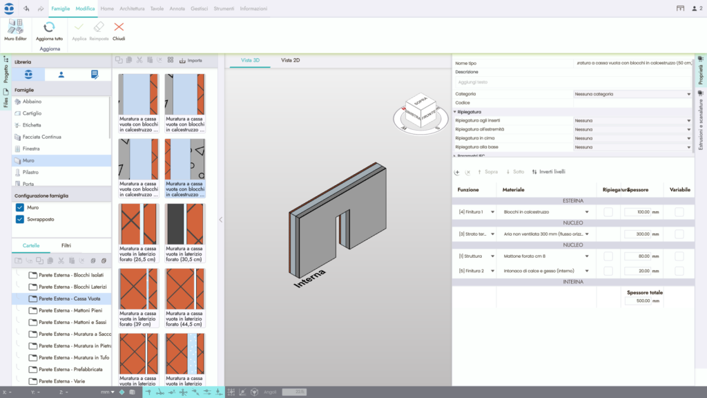 Stratigrafia muri Blumatica BIM Modeler